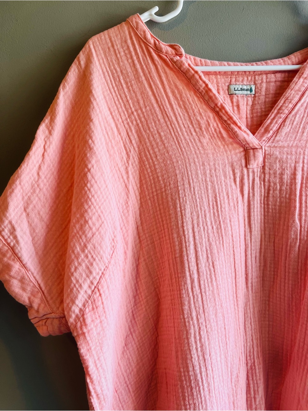 L.L. Bean 100% Cotton Gauze V-Neck Tunic in Coral XL - Picture 5 of 7